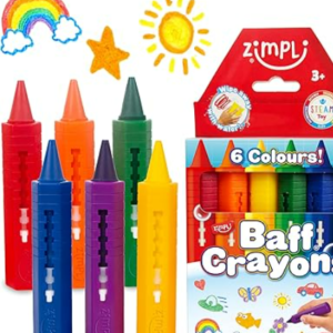ZIMPLI - 6 Gros Crayons de Bain, stylos de Bain colorés lavables pour Enfants